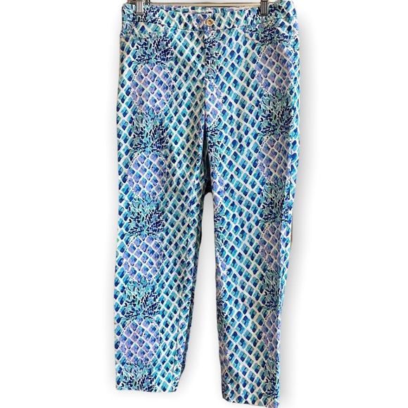 LILLY PULITZER Kelly Skinny Ankle Pant Pineapple Print Size 6 - Picture 3 of 7